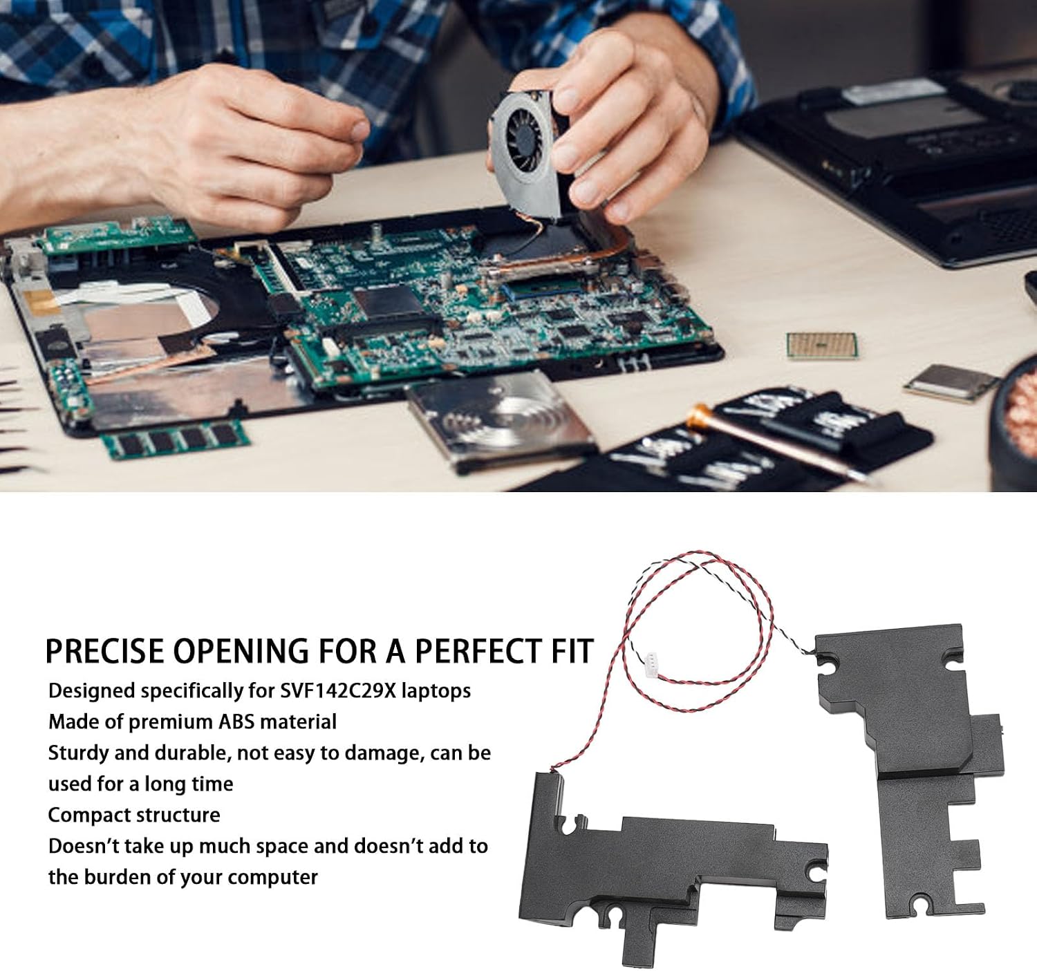Laptop Internal Speaker Set for SVF142C29X, ABS Material, Compact Structure, Exquisite Workmanship, Professional Installation, Black.