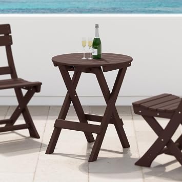 Costaelm Outdoor Bistro Table, Patio Round Portable Folding Bar Height Table Tall Balcony Pub Small High Top for Front Porch Deck, Backyard, Garden, Dark Brown