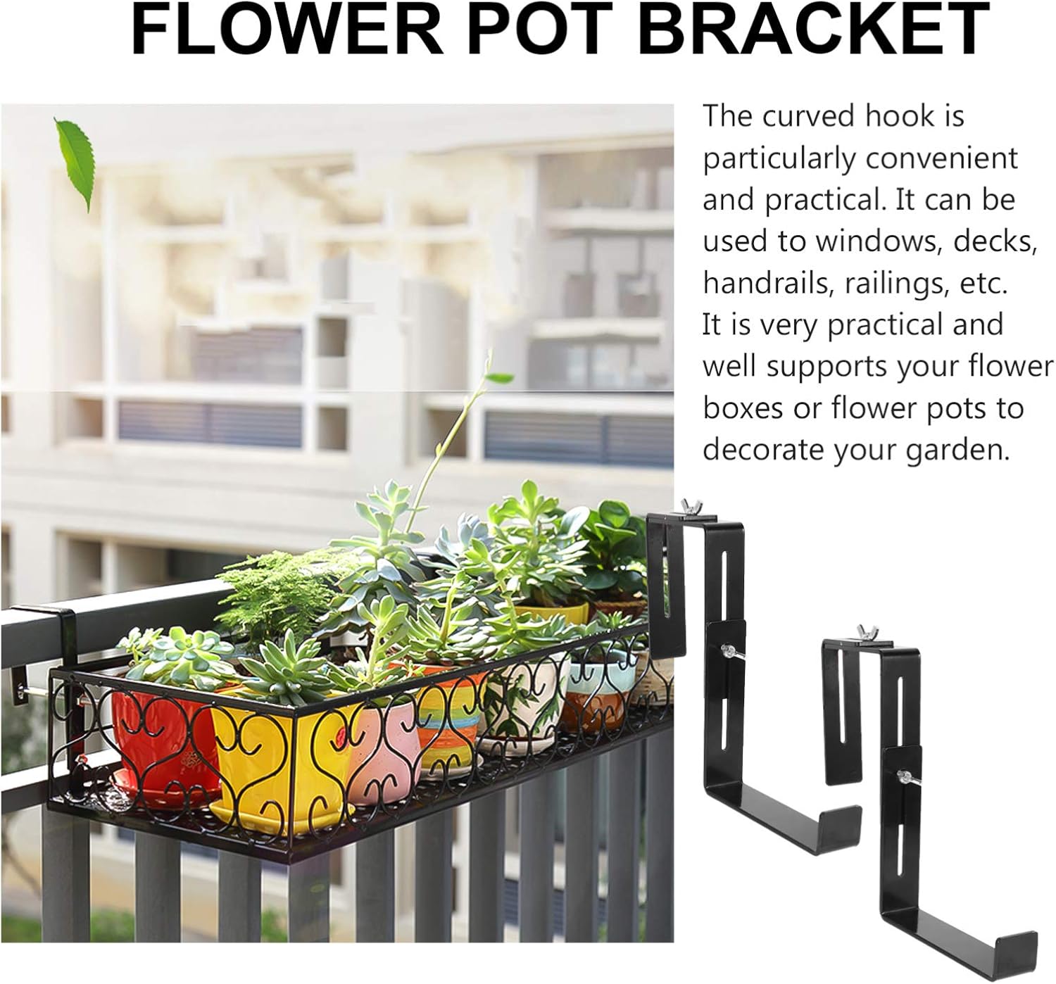 Hemoton Hanging Plants Bracket Wall- Mount Flower Window Box Planter Bracket Wall Planter Hooks Flower Pot Bracket