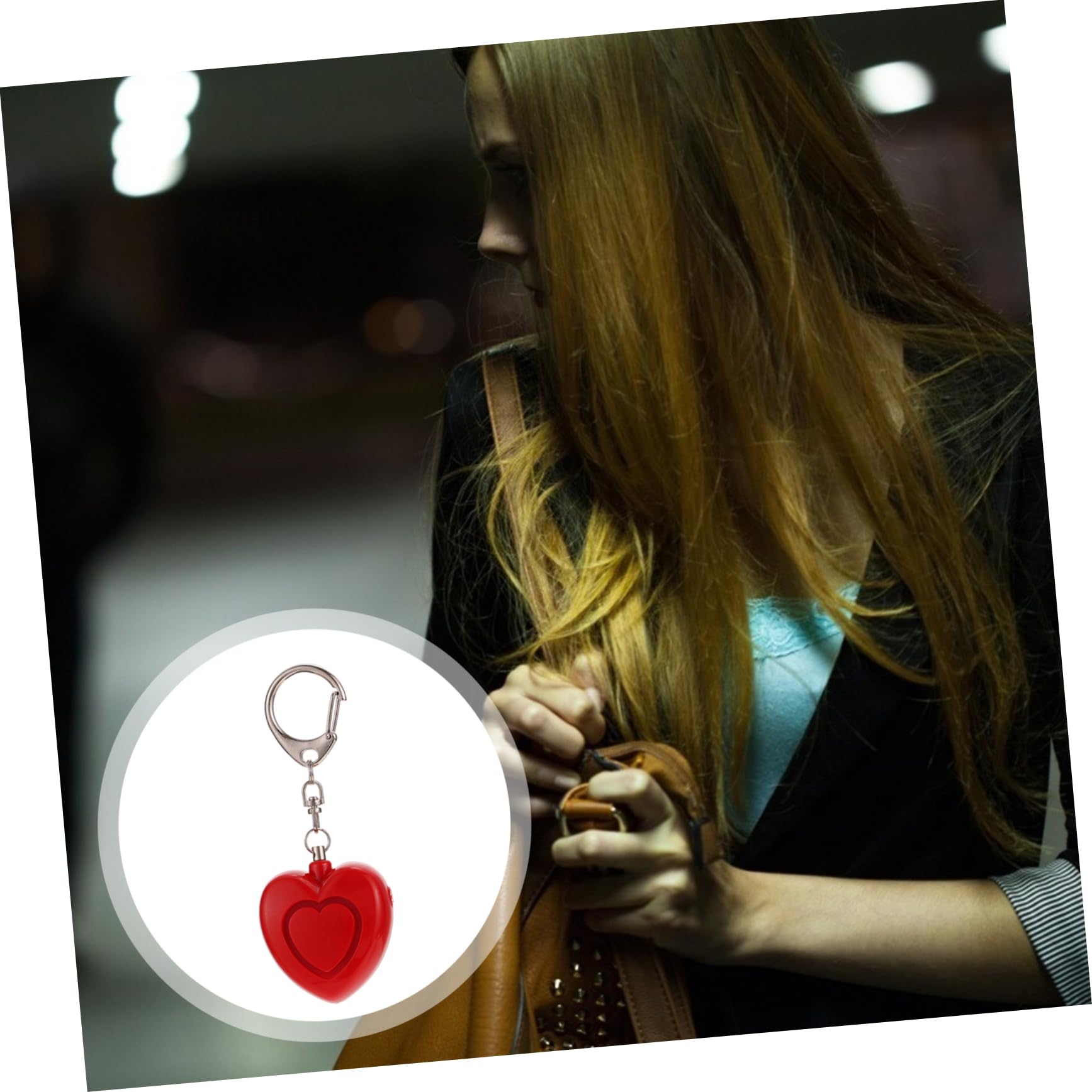 Happyyami Heart Shaped Personal Alarm for Women Self with LED Lights Compact Security Alarm for Emergency Situations Easy to Carry for Personal