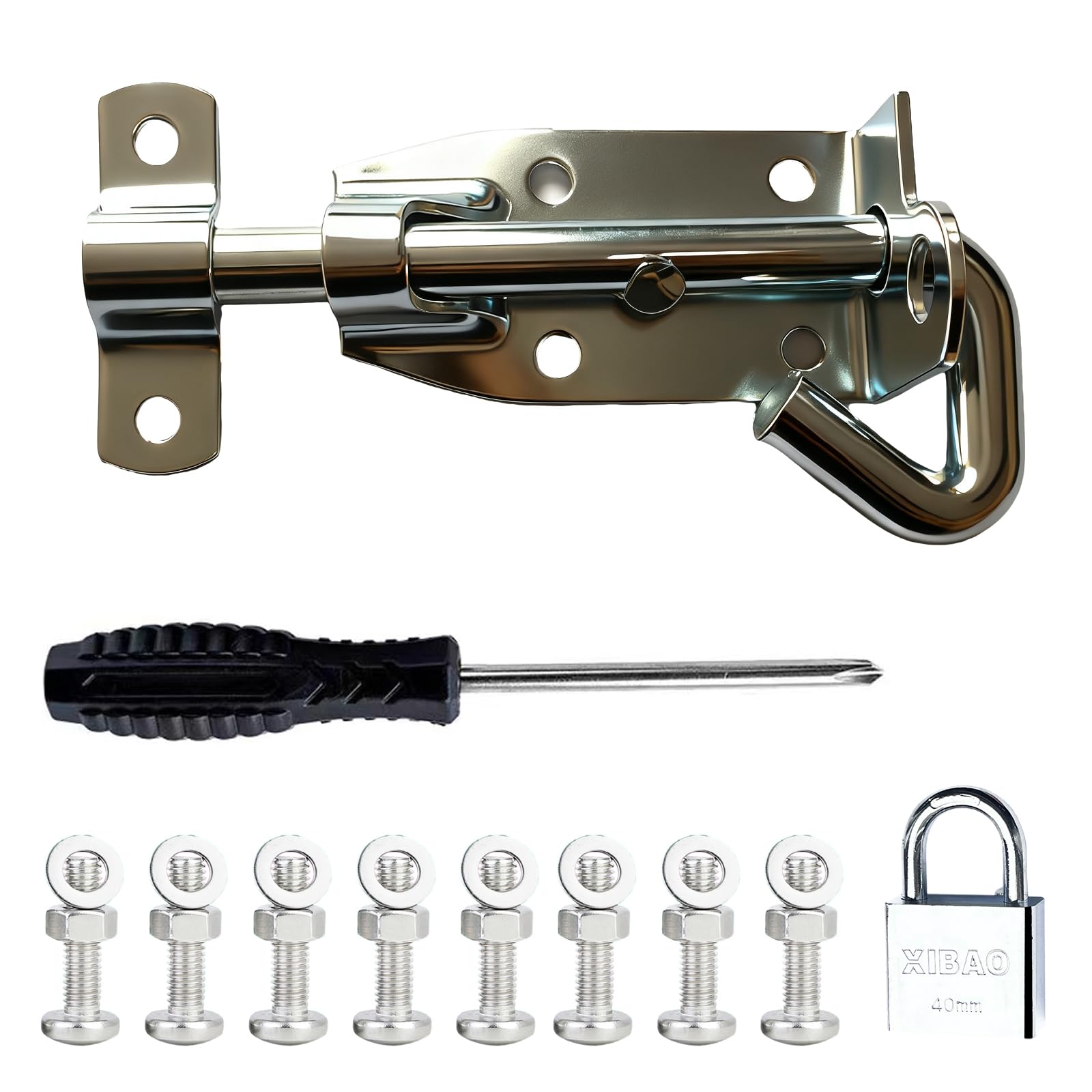 8 Pcs Bolt Lock, Copper-Coloured Gate Locks for Wooden Gates, Shed Lock for Patio Garage Shed Garden Wooden Gates