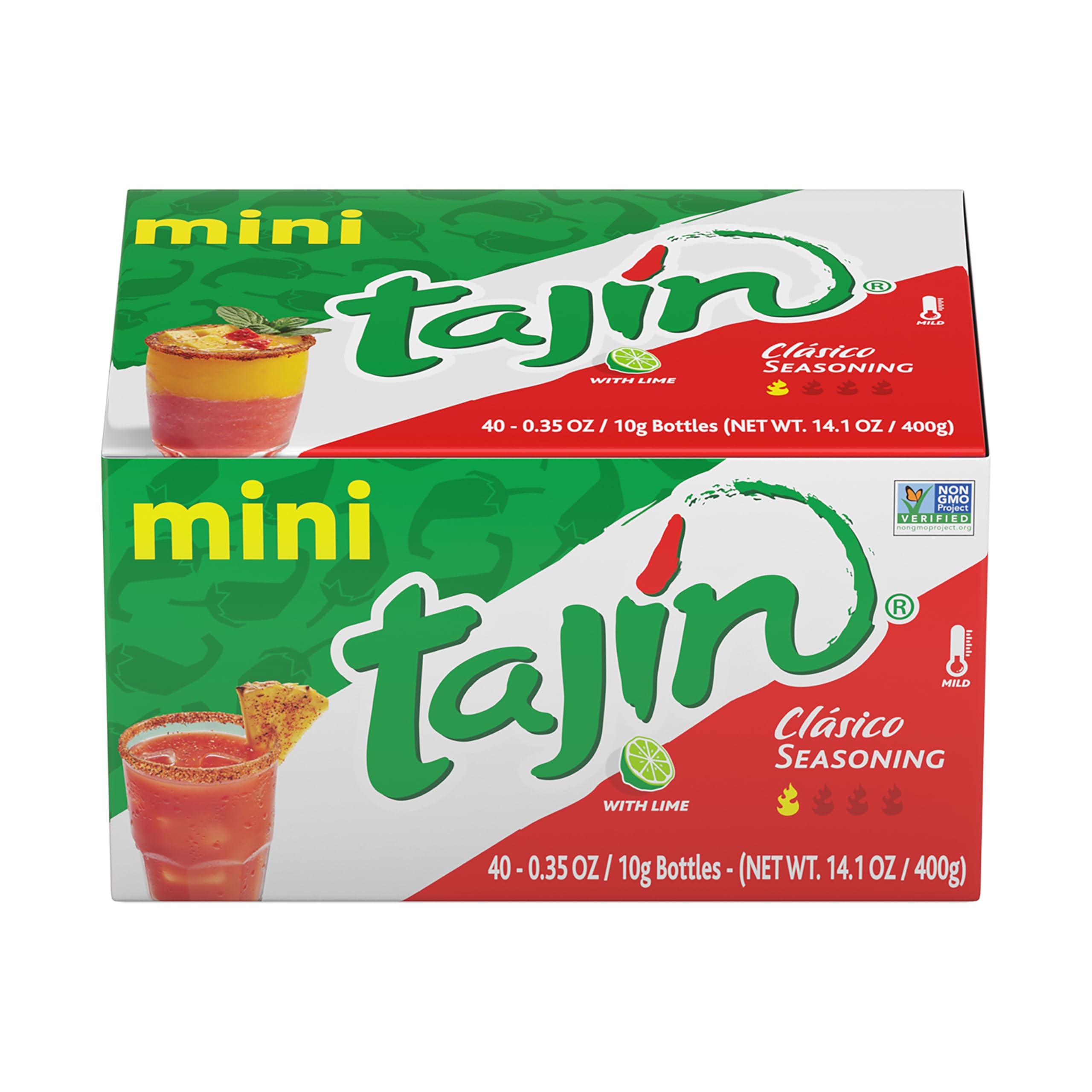 Tajín Clásico Chile Lime Seasoning Mini Display 0.35 oz, 40 Mini Bottles (Pack of 1)