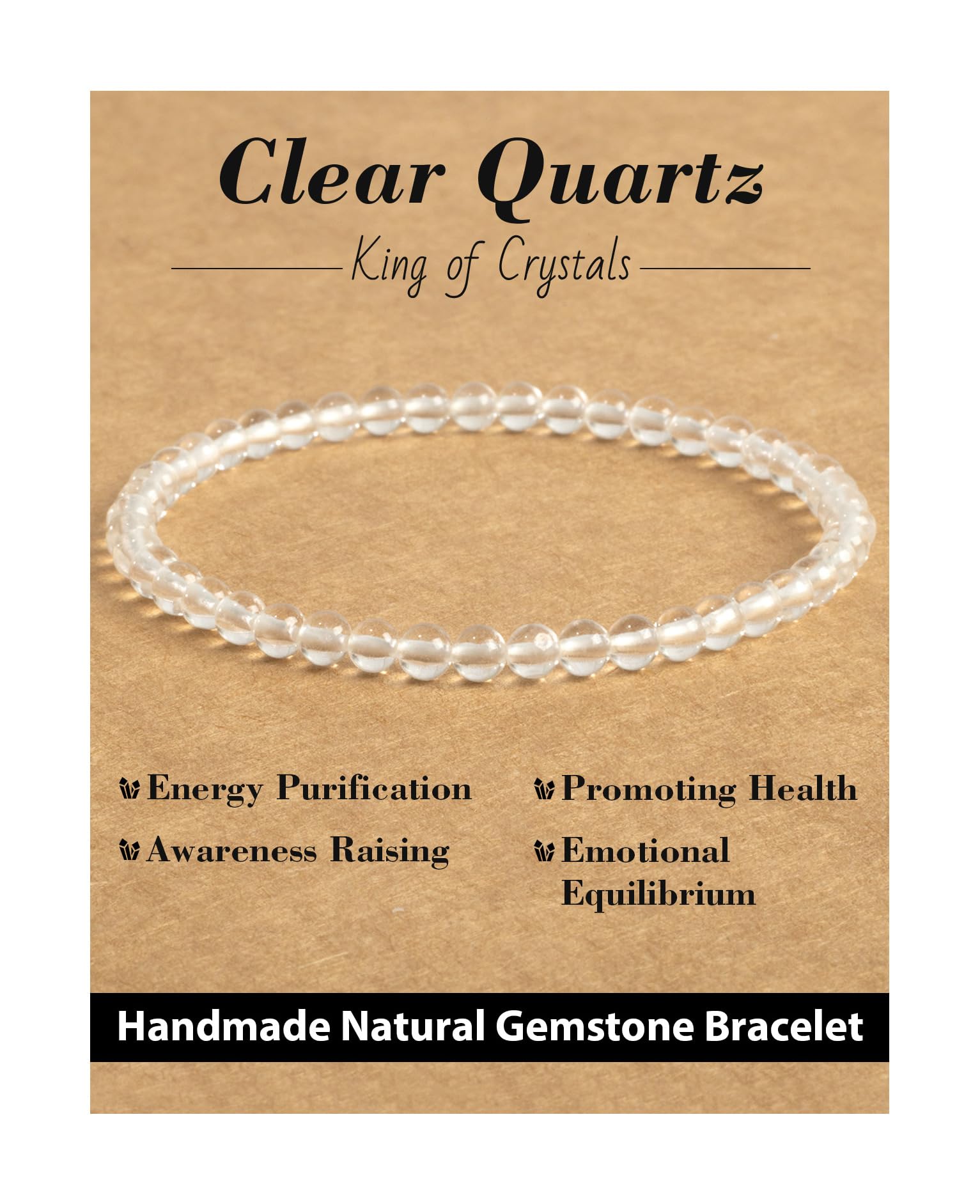 Landorilo Natural Stone Beaded Stretch Bracelets,Healing Crystals Protection Bracelet,Spiritual Jewelry Gifts for Women & Men,Replacement Beads