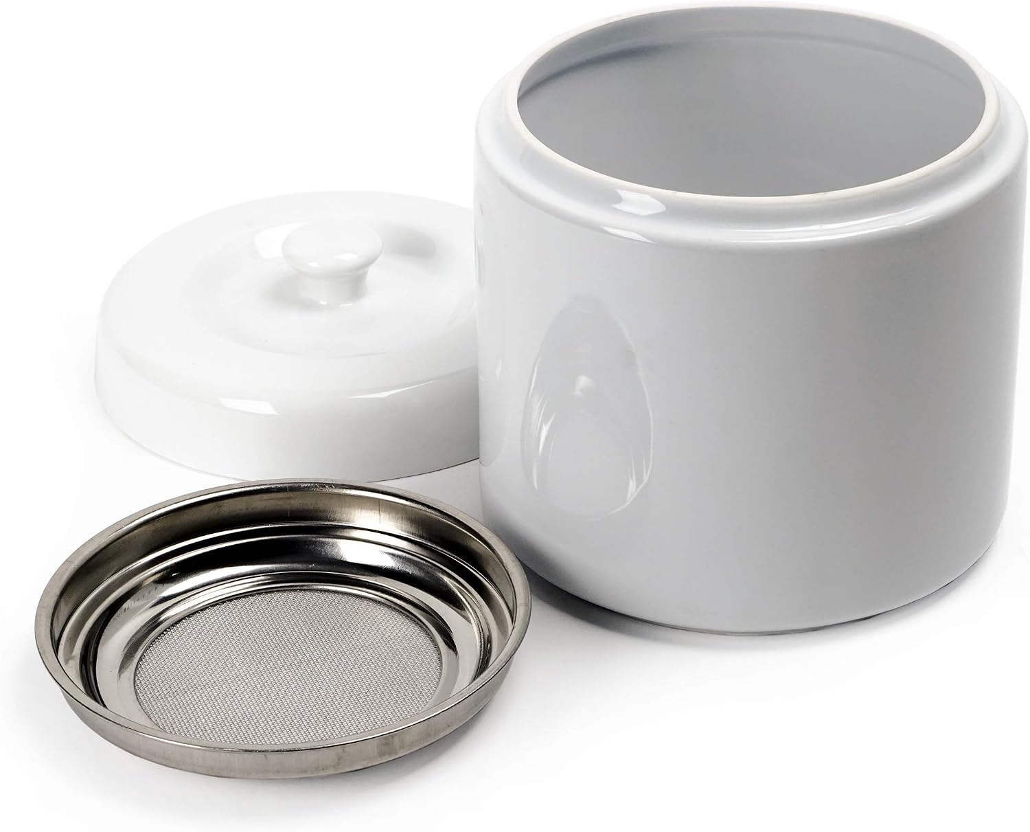 White Stoneware Grease Keeper