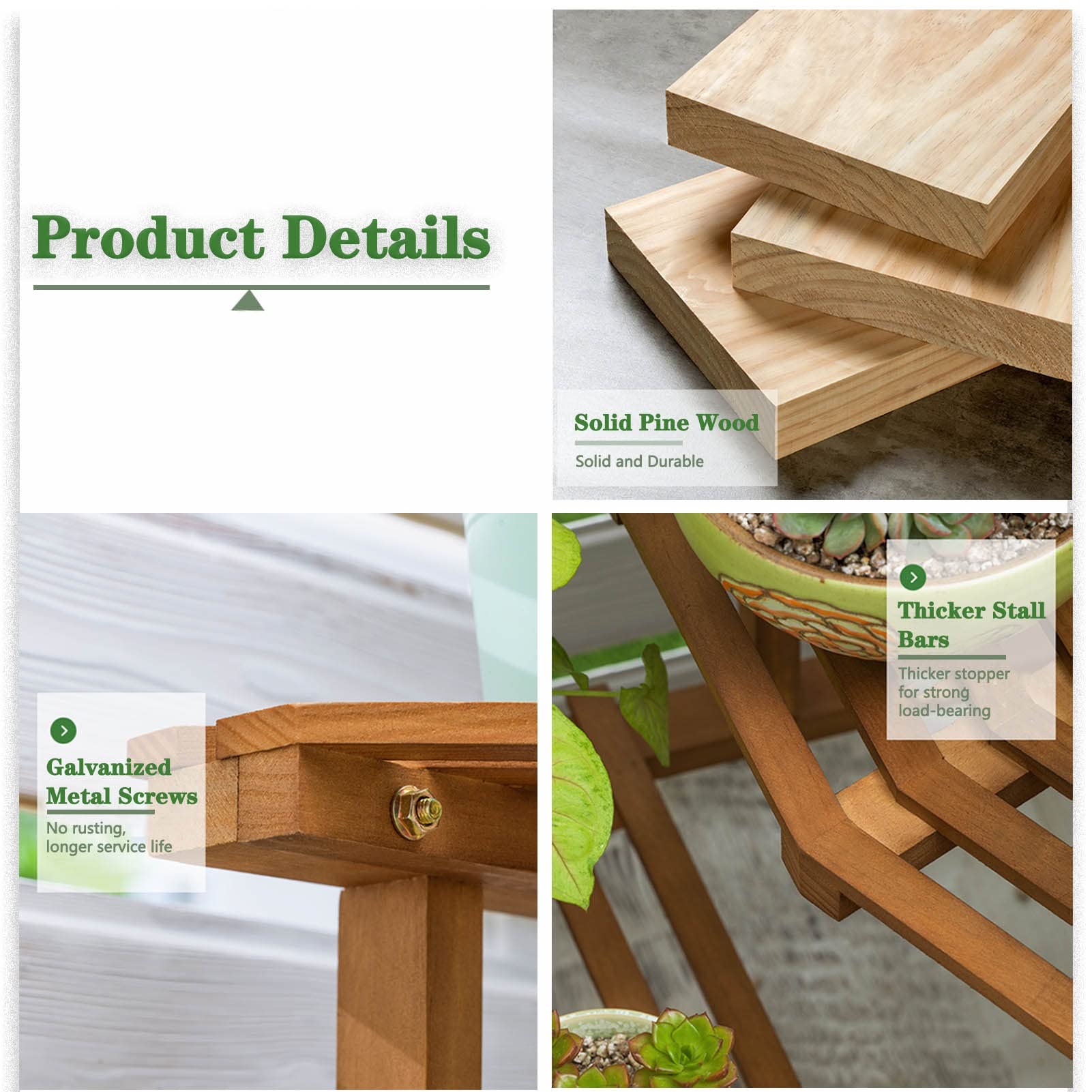 Étagère échelle en bois à 4 niveaux pour pot de fleurs d'intérieur et d'extérieur pour jardin, terrasse, support d'angle pour plantes avec design à angle droit