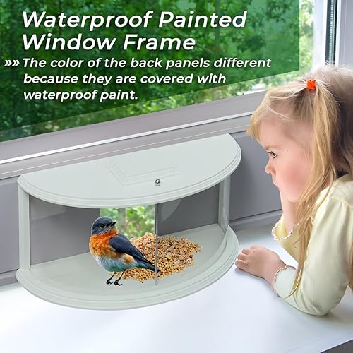 Miniatura 2 de Comedero para pájaros con ventana Clear View, interior de la casa, blanco de 180, fácil de rellenar, duradero y seguro en la ventana, tapa segura de