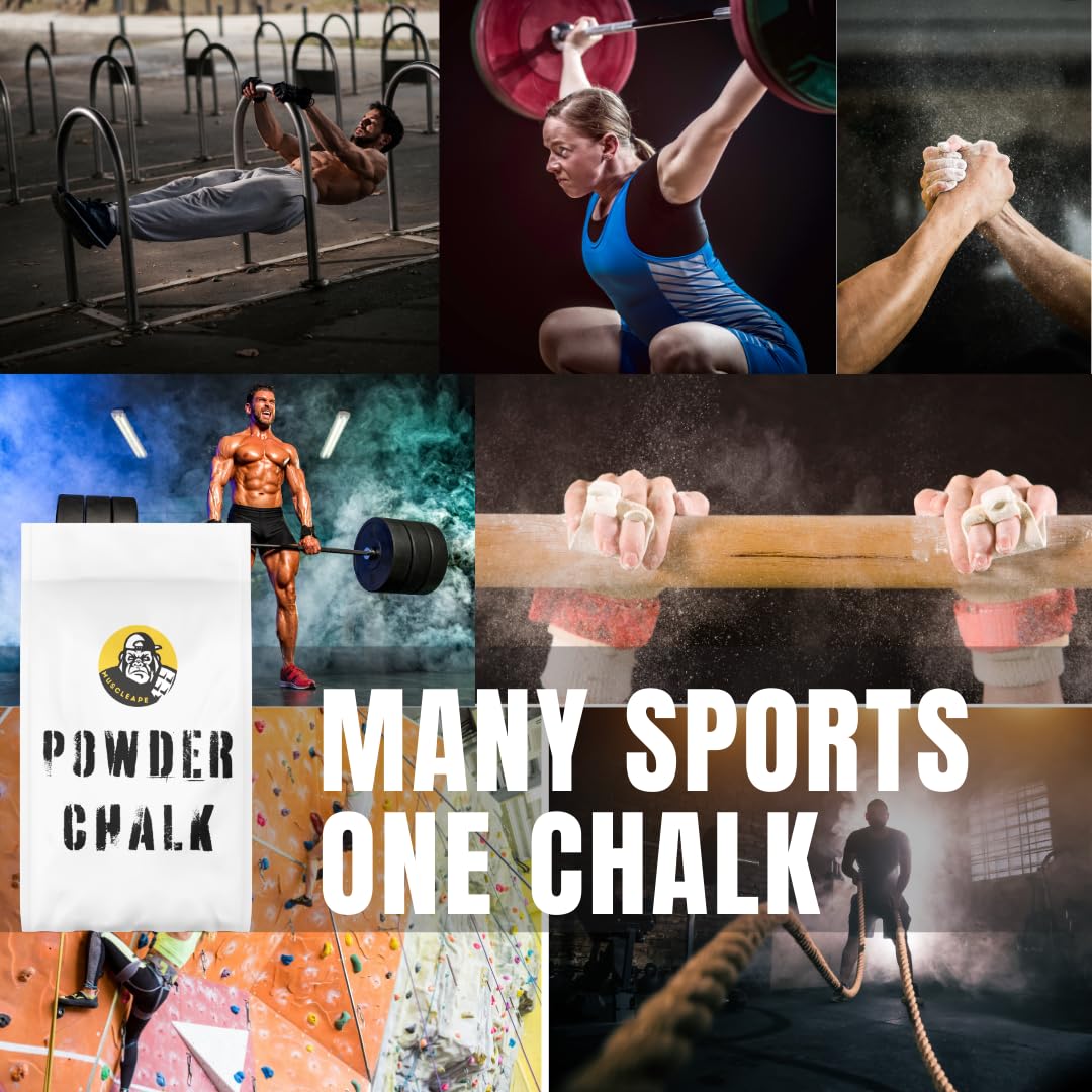 Muscleape Chalk Powder for Superior Grip. 1000gm Premium Non Dust Chalk for Weightlifting, Bodybuilding, Powerlifting, Calisthenics and Other Sports.Non Allergic. Makes Your Grip Dry & Strong. 2