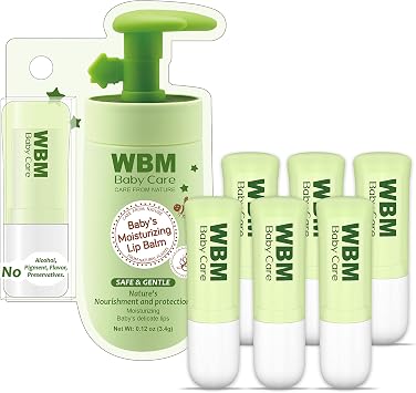 WBM Care Kids Organic Lip Balm, enriched with 100% natural ingredients, provides a hydrating and soothing effect | Pack of 6, each 0.12 oz for soft lips