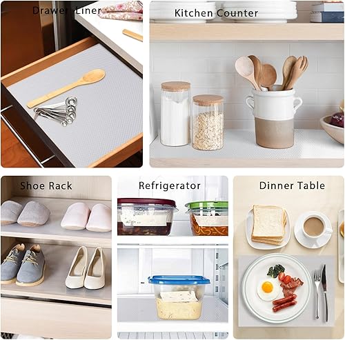 Miniatura 6 de Aiosscd 7 alfombrillas para estantes, fundas para refrigerador, lavables, para refrigerador, cajones, accesorios de cocina para el hogar, accesorios