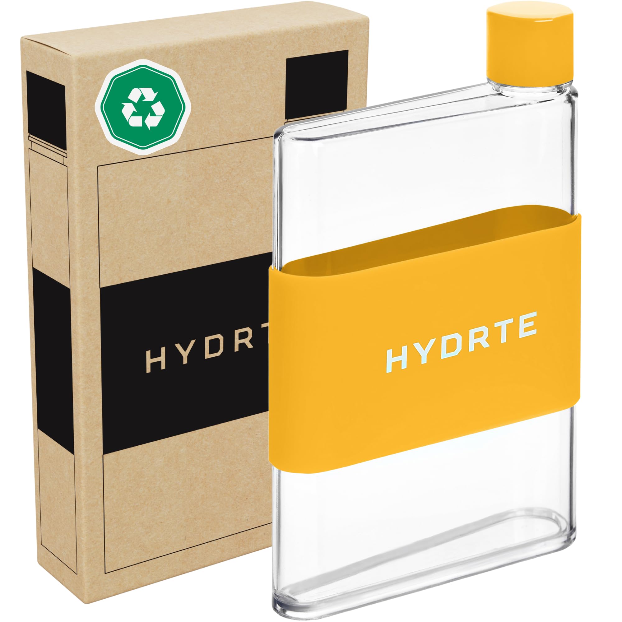 Hydrte Mango Yellow Clear Water Bottle – 350Ml Professional Cute Water Bottle For Travel, Slim, Lightweight & Bpa-Free For Travel & Everyday Hydration (Mango Yellow)