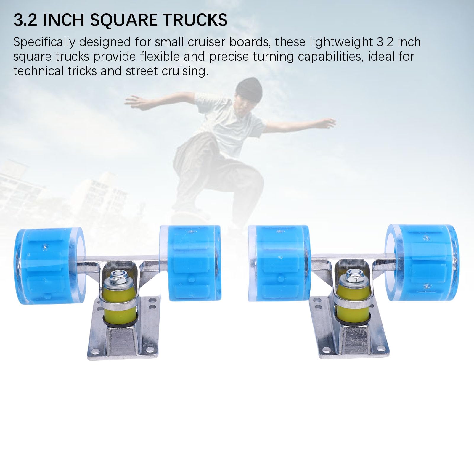Fockety Juego de Ejes y Ruedas para Patineta Longboard (55 X 45 mm), Juego de Ruedas y Ejes de Aleación de Aluminio, Kit de Hardware Básico para Cruiser