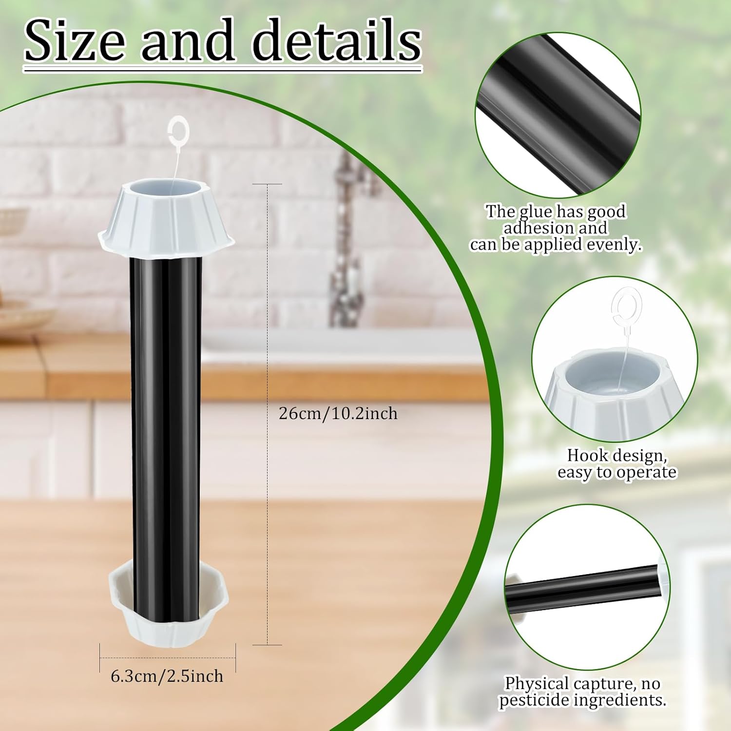 Qualirey Fly Traps for Indoor Outdoor Hanging Fruit Fly Stick Trap Sticky Mosquito for Home Insect 10 x 2.5 Inches(Black,12 Pcs)