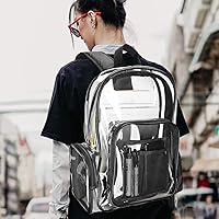 Vista 3 de ProCase Mochila transparente resistente, mochila transparente, grande, para escuela, trabajo, estadio, seguridad