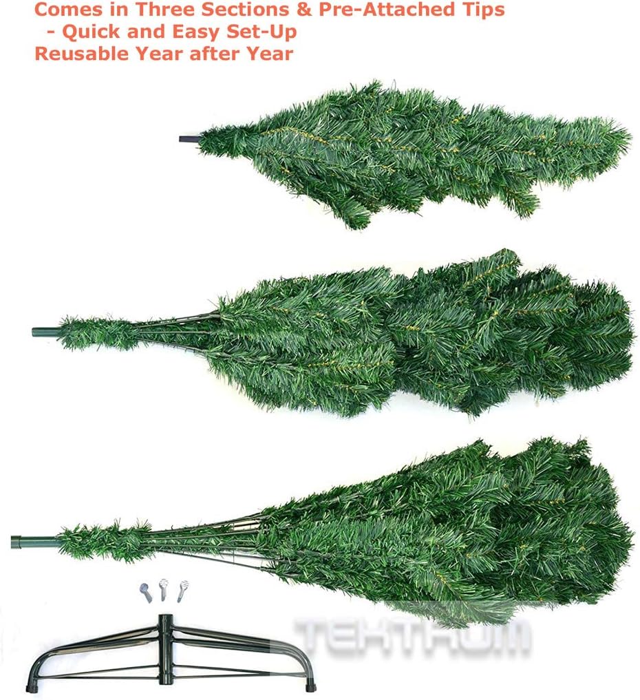 Tektrum 7-Feet Artificial Christmas Fir Pencil Tree with Tapered Branch Tips, Solid Metal Stand for Christmas/Holiday/Party - Slim Slender Tree for Tight Spaces (SYCT-1610D-17)