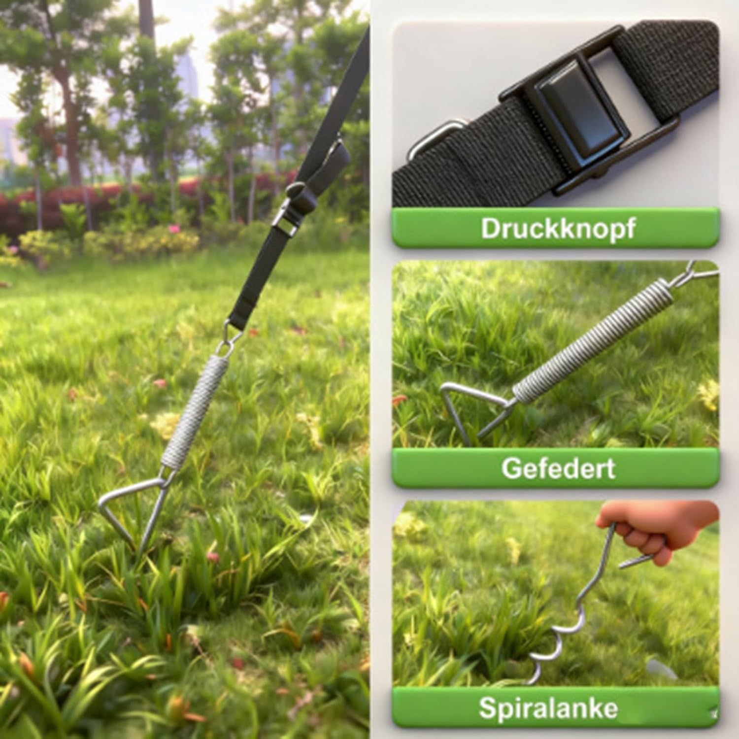 Universally Windproof Awning Tie Down Set with Heavy Duty Spring and Metal Hooks for Outdoor Camping Campers Awning Tie Down Straps Accessories