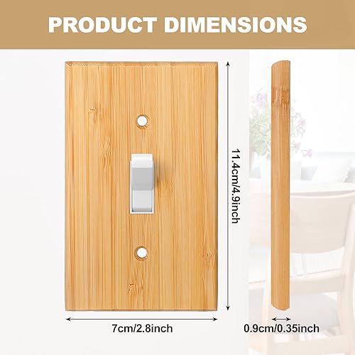 Miniatura 2 de Pinkunn 10 piezas de placa de interruptor de luz de madera maciza, cubiertas de salida de madera de bambú, placa decorativa de pared para el hogar,