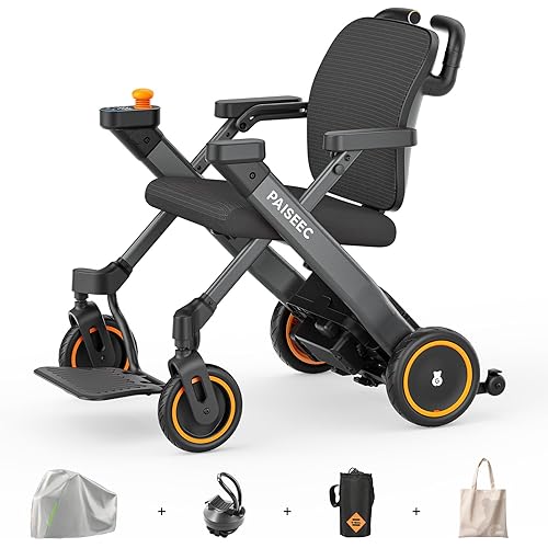 Paiseec 3-in-1 Electric Wheelchair with Push-Assist, Power Wheelchair for Adults and Seniors, Easy Operation and Folding, Airlines Approved, Foldable Wheel Chair for Travel, Indoor & Outdoor Use