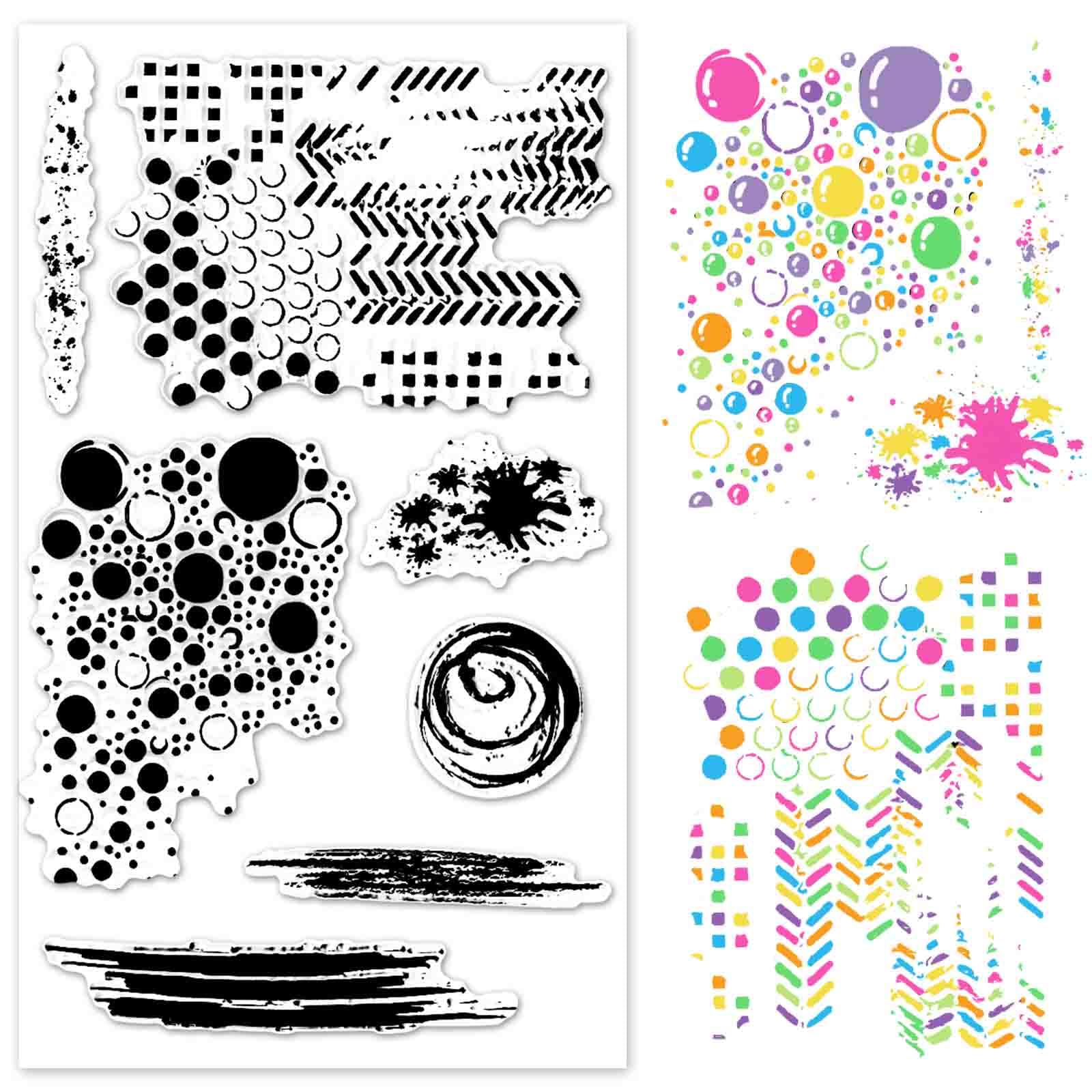 Circle Dot Track Background Clear Stamps for Card Making Decoration DIY Scrapbooking, Background Silicone Transparent Seal Stamps for Embossing Album