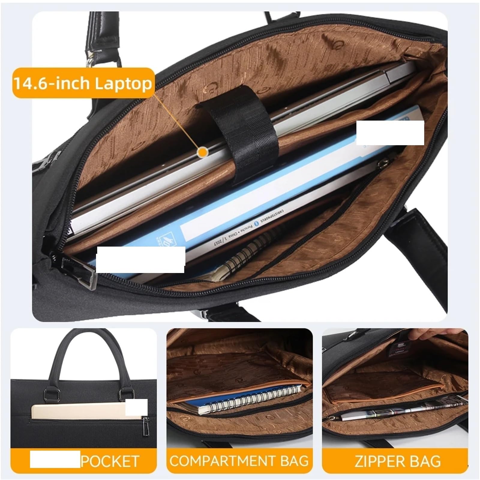 Borsa for computer for valigetta di grande capacità for notebook da uomo d'affari 14 pollici Borse in tela ufficio a spalla Tessuto Oxford Per Computer