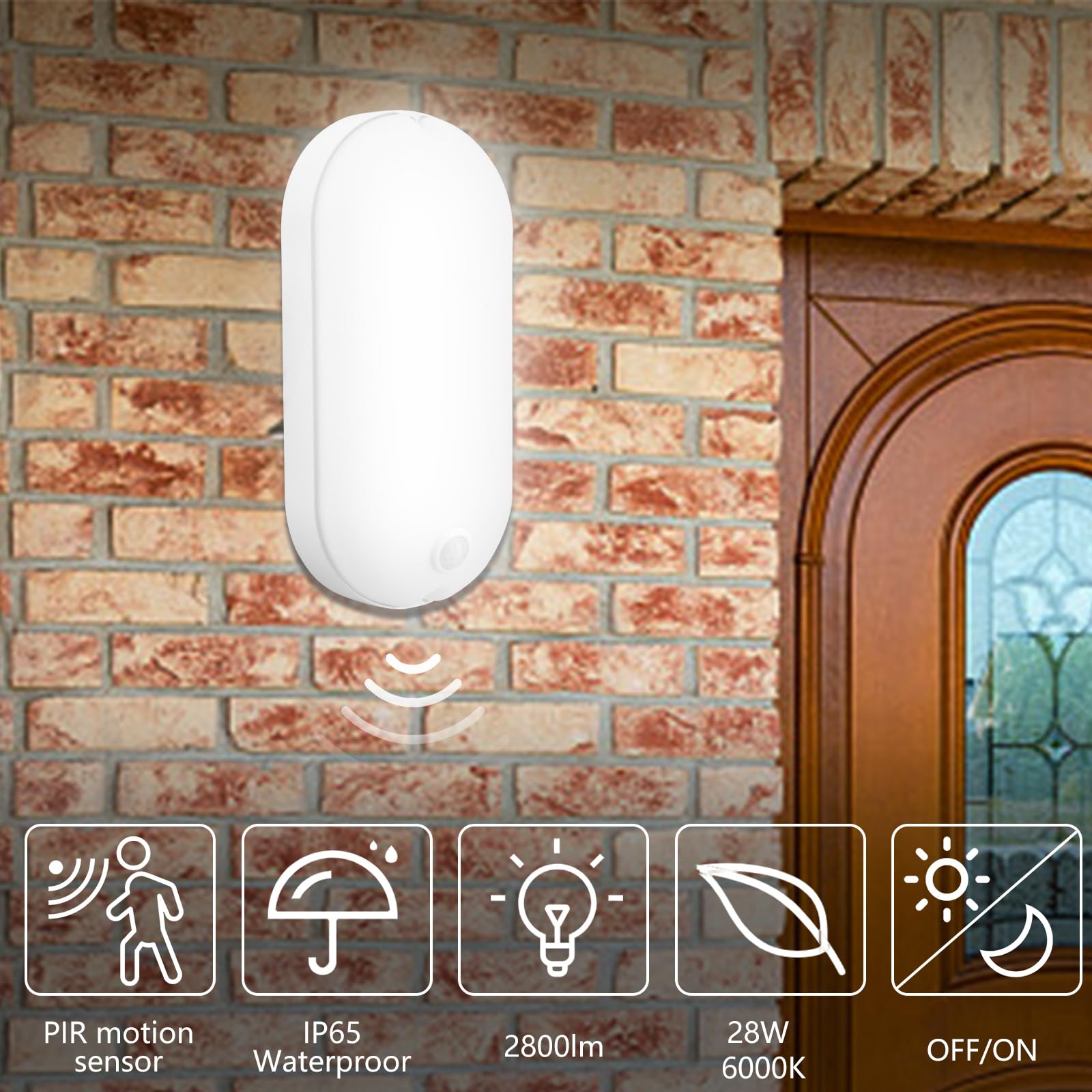 loyal Aussenlampe mit bewegungsmelder,28W Außenleuchte Wandleuchte,6000K Kaltes Weiß LED Wandlampe,IP65 Wasserdichte Außenlampe für Garten Terrasse Bad Draußen(8 Stück)