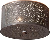 Vista 1 de Irvin's Tinware Lámpara de techo redonda con cincel en lata campestre