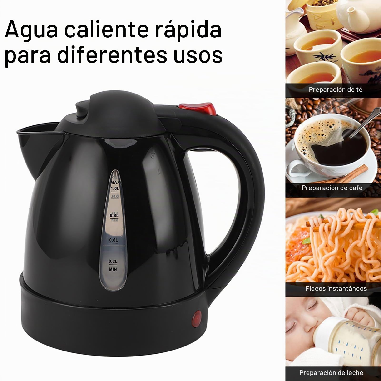 Hervidor de Agua de Viaje de 24V, 1000ml, Hervidor Eléctrico Portátil para Coche, Calentador de Agua de 250W con Encendedor de Cigarrillos a Escala para Autocaravanas y Camiones