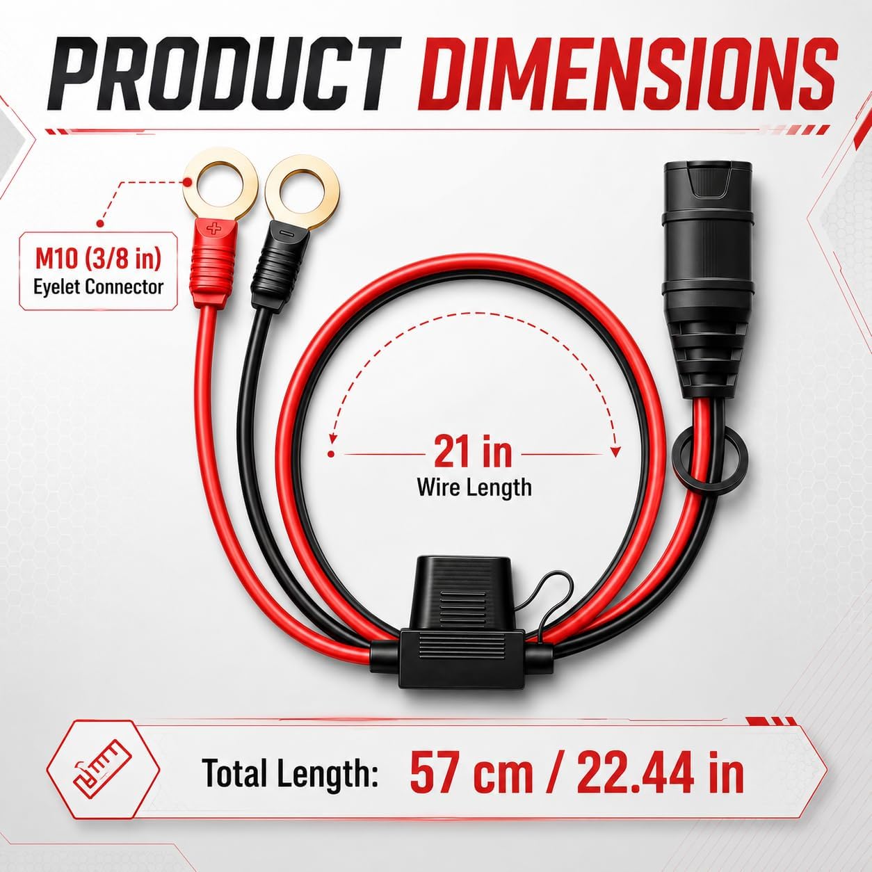 2 Pack GC008 X-Connect Compatible with NOCO Battery Charger Accessories Cables,M10 (3/8in) XL Eyelet Terminal,Replacement NOCO Battery Connector Smart Batteries Trickle Charger Cable