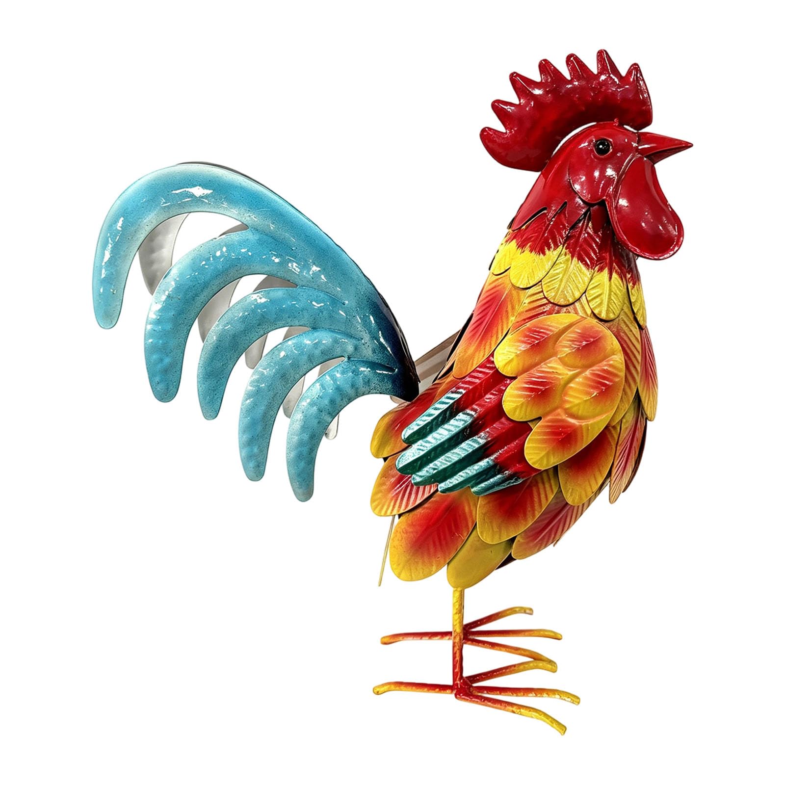 Estacas de gallo de hierro que aportan arte, color y resistencia a la decoración de tu patio.