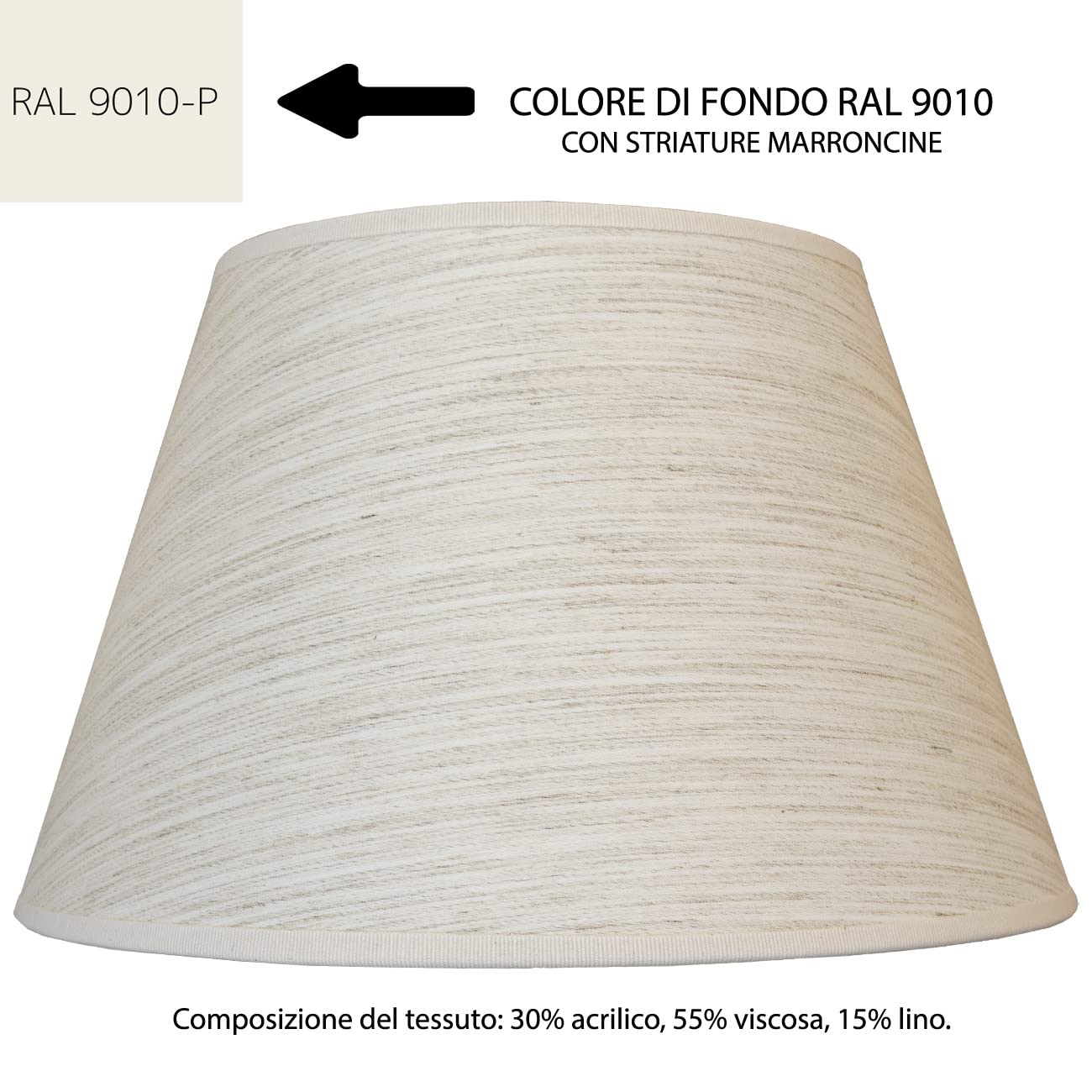 LUCECLASS | cappello paralume paraluce CERVINO per lampada tondo nuovo in tessuto Lino bianco avorio panna beige crema in stoffa fatto a mano Made in Italy cucito a mano. (40 CM ATTACCO E27)