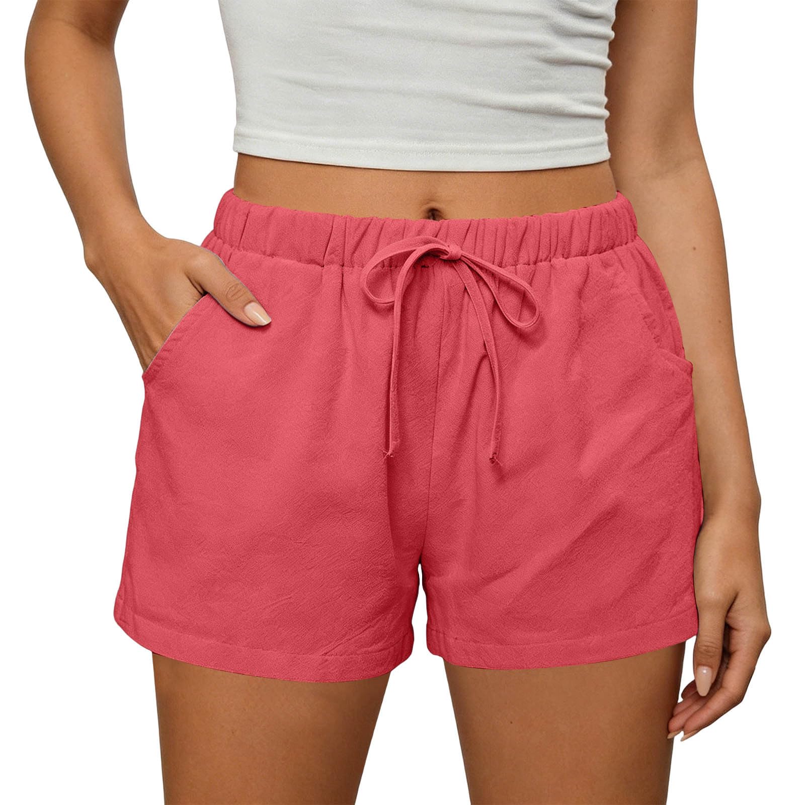 Womens Shorts Casual Summer Athletic Drawstring Shorts High Waist Comfy Yoga Shorts Active Running Shorts with Pockets — view 9