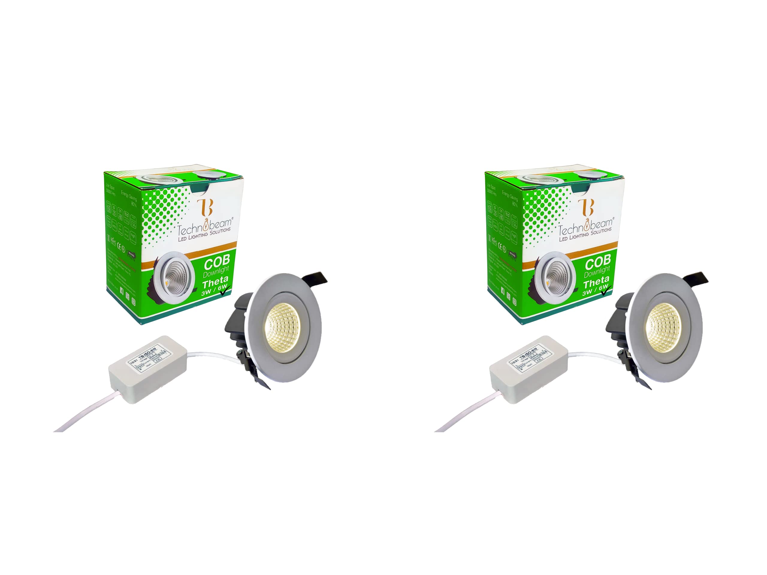 Technobeam 6 Watt Cool White: 6500K LED Theta cob Round Light, Spot Light/for POP False Ceiling with Die Casted Aluminium Body for Home and Office (Pack of 2, 6 Watt) (B0B5Y8MHKF) Amazon Price History, Amazon Price Tracker