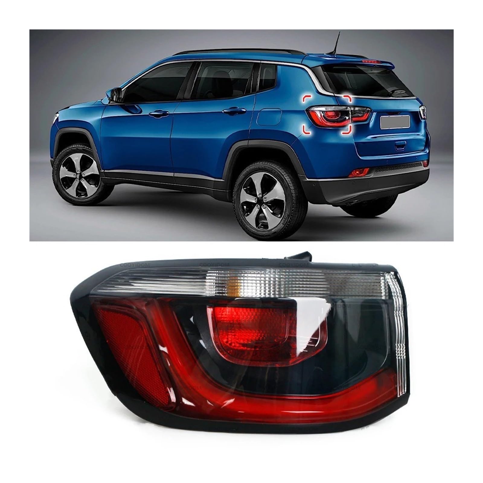 Blocchi Fari Posteriori Auto Per Jeep Per Compass 2017 2018 2019 55112683AA 55112682AA Fanale Posteriore Auto Indicatore Di Direzione Fanali Posteriori Spia Di Avvertimento Freno Fanale Posteriore(Rig