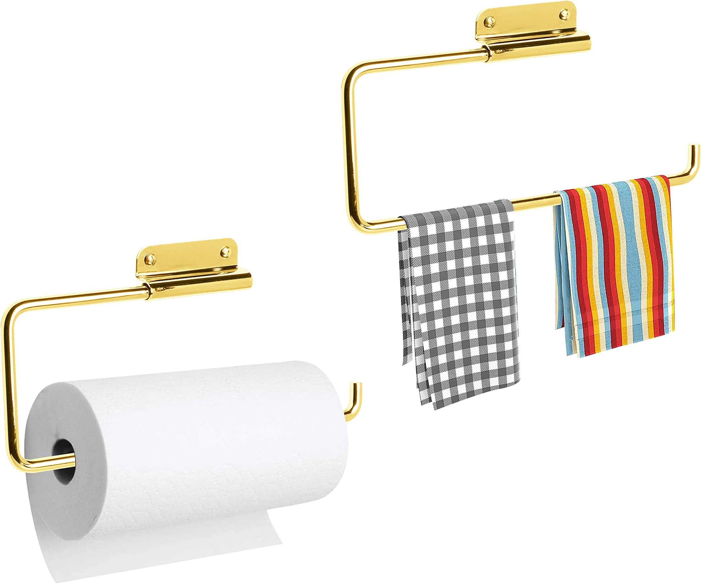 Neez Kitchen Roll Holder, Paper Towel Holder Under Cabinet Wall Mounted, Stainless Steel 30 x 0.75 x 11 cm (Brass)