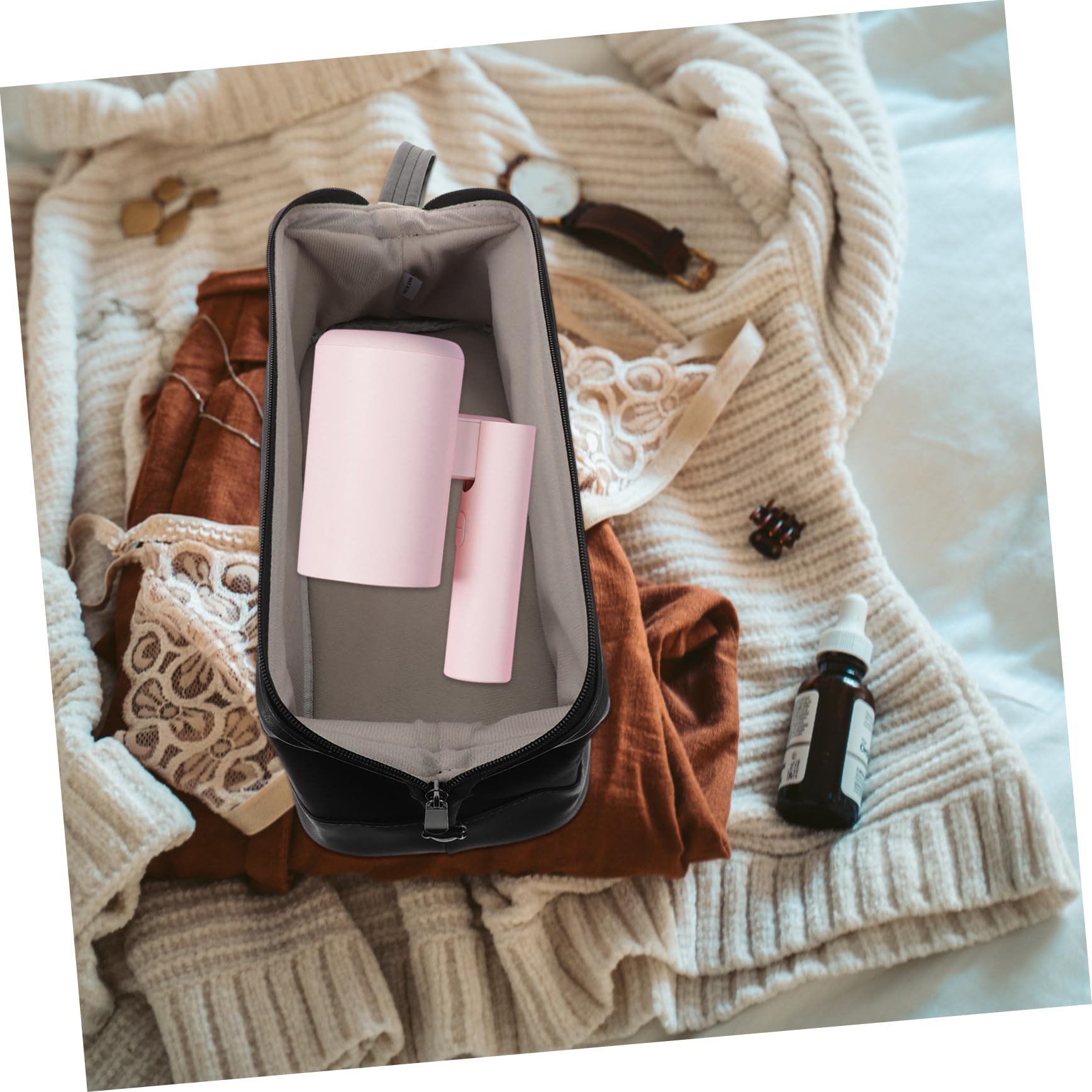 Healeved Borsa Organizer Per Asciugacapelli in Pu Compatto e Salvaspazio Per Viaggi e Trasporto Protezione Affidabile Per Strumenti Da Toeletta