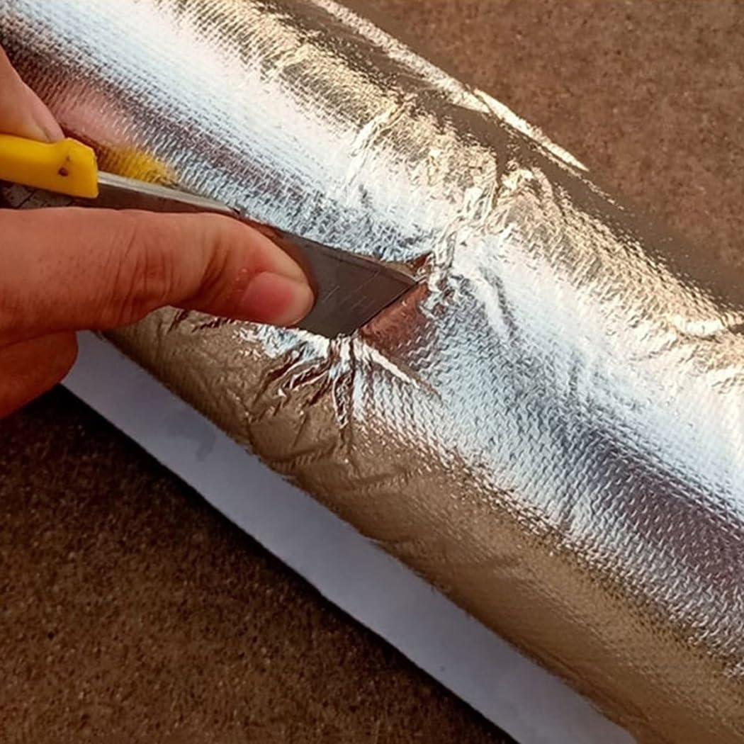 Glass Wool Insulation Pipe Aluminum Foil Pipe Insulation Tubing, 3.3ft Length Self-Adhesive Rock Wool Thermal Insulation Pipe for Steam Pipeline Insulation, 1.18" Thick Wall(60mm/2.4in*30mm)
