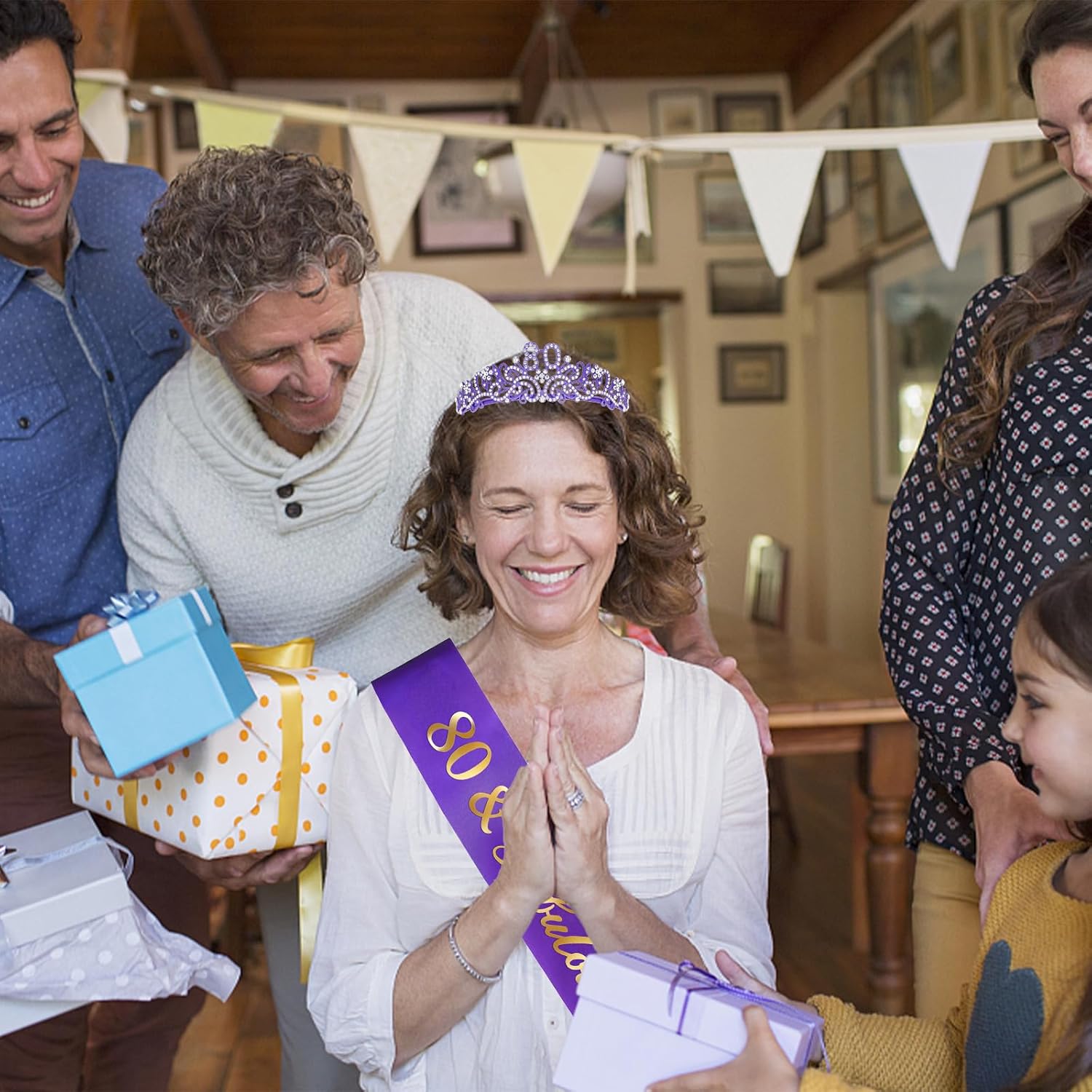 Semato 80th Birthday Decorations - Purple Tiara and Sash Glitter Kit for Women - Party Supplies and Favors - Image 5