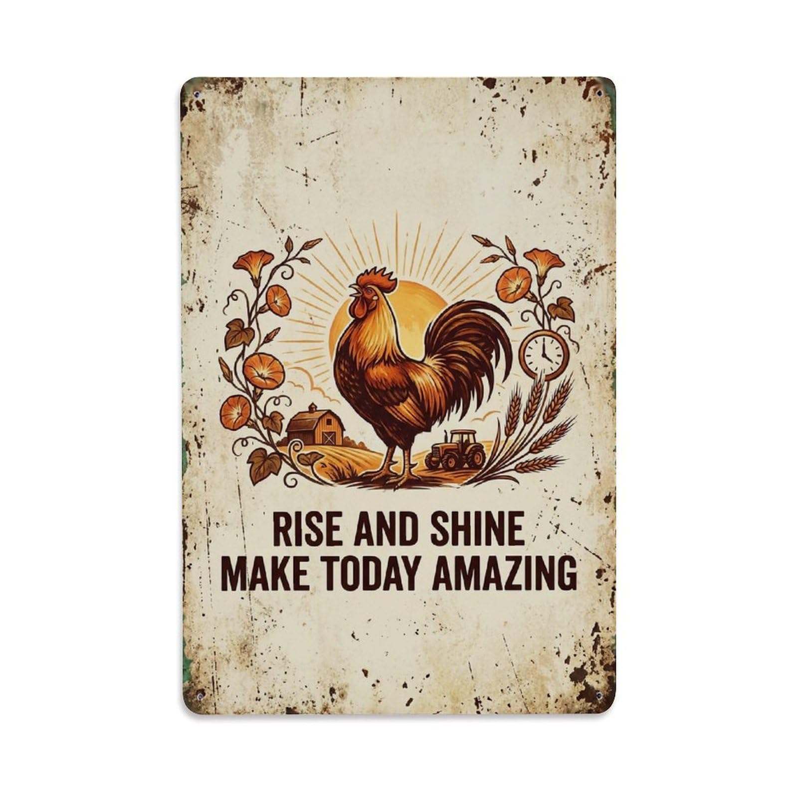 Quirky Motivational Shine Make Today Vintage Outdoor Metal Tin Sign Plaque Wall Decor for Cafe, Man Cave, Club Bar, Office, Home Garden Round Metal Poster 8x12Inch