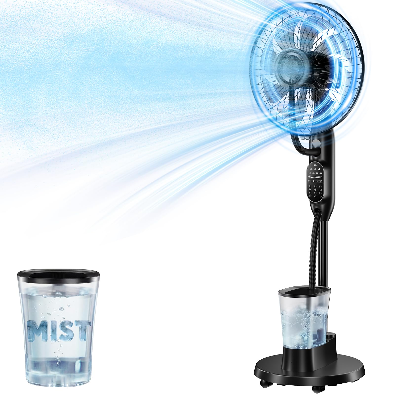 Photo 1 of [Missing Pole] AetherMist Misting Fan, 16'' Standing Fan with Humidifier, Oscillating Fan with 9 Speeds 7H Timer, Fan for Bedroom, Pedestal Fan Indoor Only - 2026 Upgraded