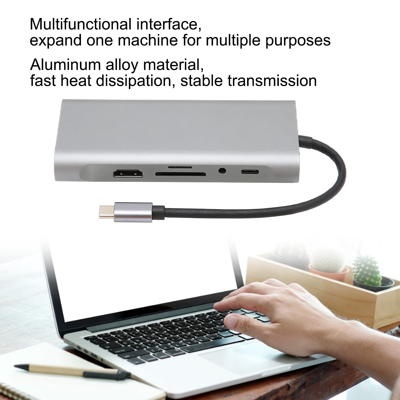 Dock di Espansione Docking Station Portatile Multifunzionale 11 in 1 Ad Alta Definizione in Lega di Alluminio per Computer con Canale di Tipo C per Viaggiatori D'affari