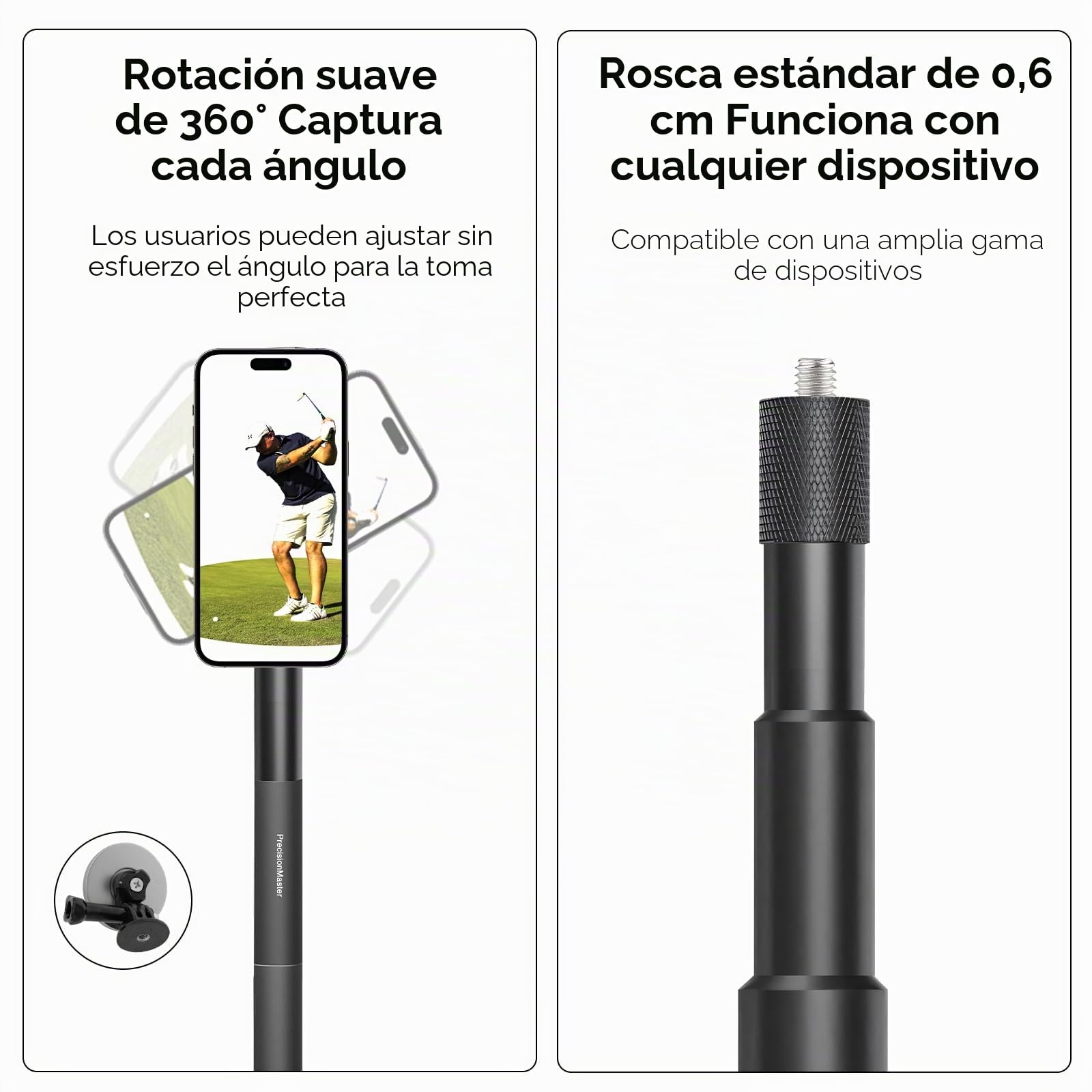 PrecisionMaster Trípode de Golf - Aluminio de Alta Resistencia con Compatibilidad | 52" Ajustable, Compatible con iPad Pro 13", Trípode de Grabación de Golf con Montura Magnética * 2