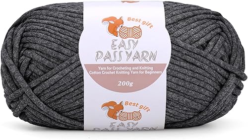 Hilo para ganchillo - Hilo de algodón grueso para principiantes, 7.05 oz, puntadas fáciles de ver, hilo grueso para tejer manualidades, color gris