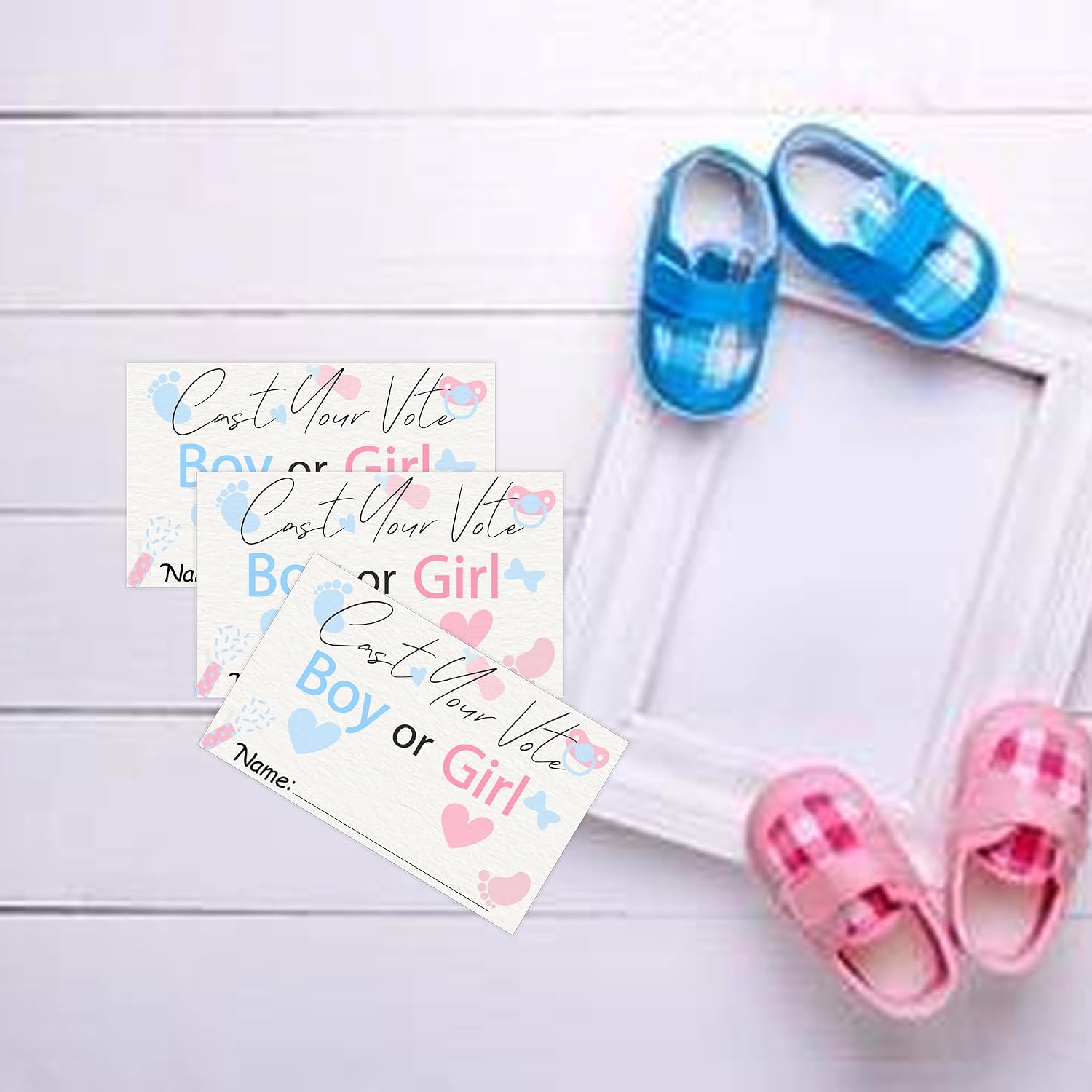 100 Pcs Gender Reveal Party Voting Cards,2x3.5 Inches(Pink and Blue) image 4