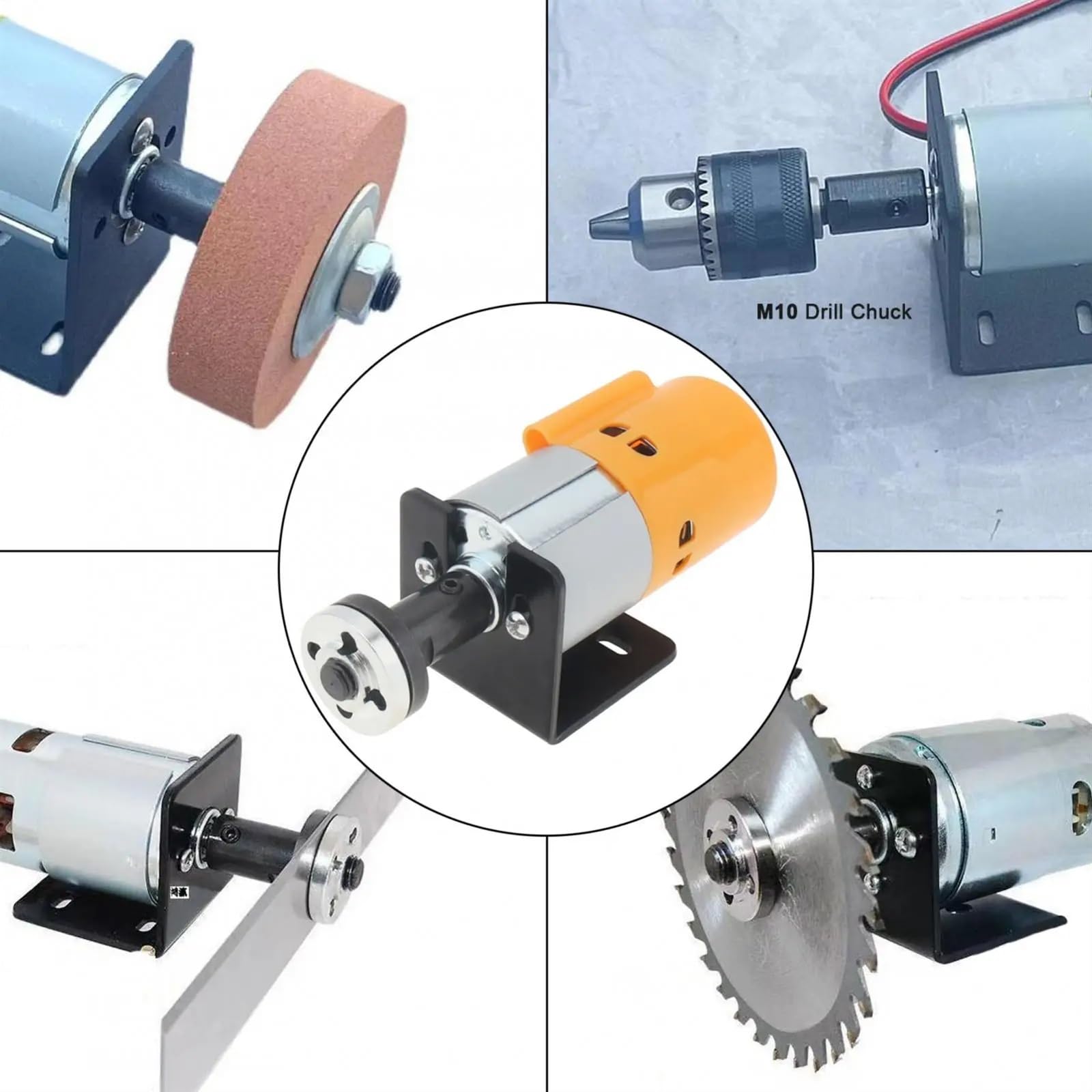 Silnik 775 DC 12V 24V DIY elektryczne narzędzie do polerowania akcesoria z mikrosilnikiem M10 uchwyt korbowodu, nakrętki kołnierzowe do wiercenia