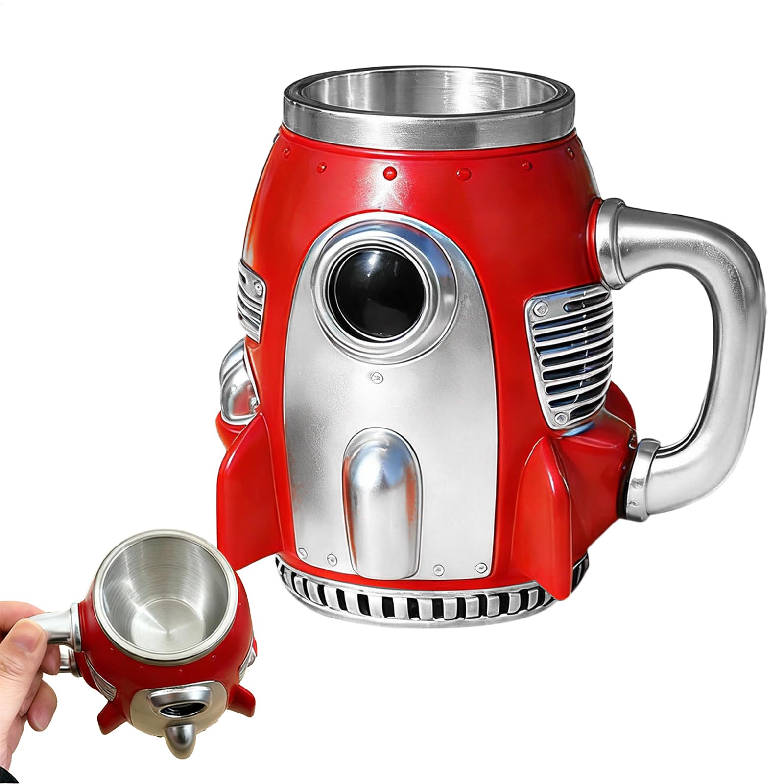 Taza de café espacial con forma de cohete y retención de calor para entusiastas de la tecnología