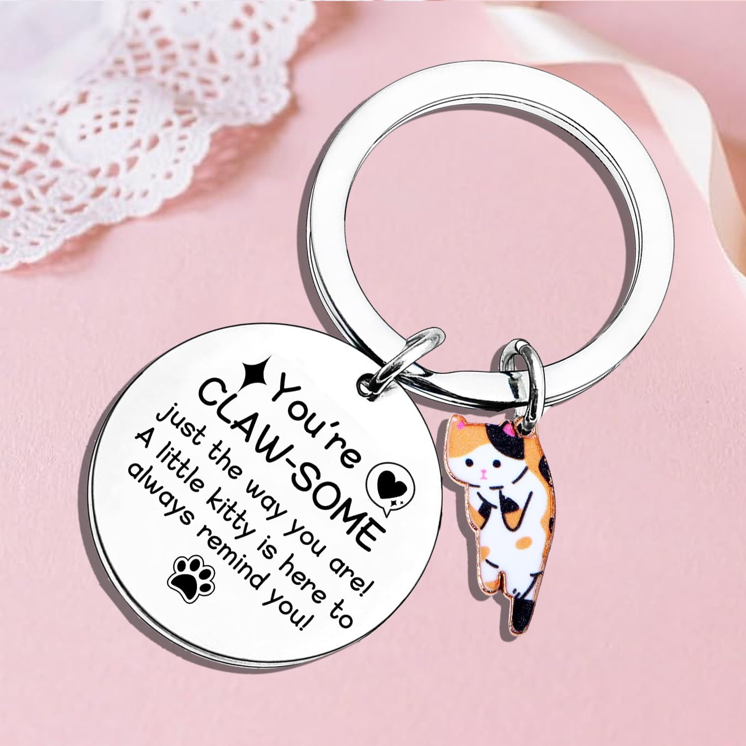 Positive Cats Keychain Cat Lover Gifts for Women Men Emotional Positive Cat Things Presents for Cats Lover Kitten Kitty Gifts image 2