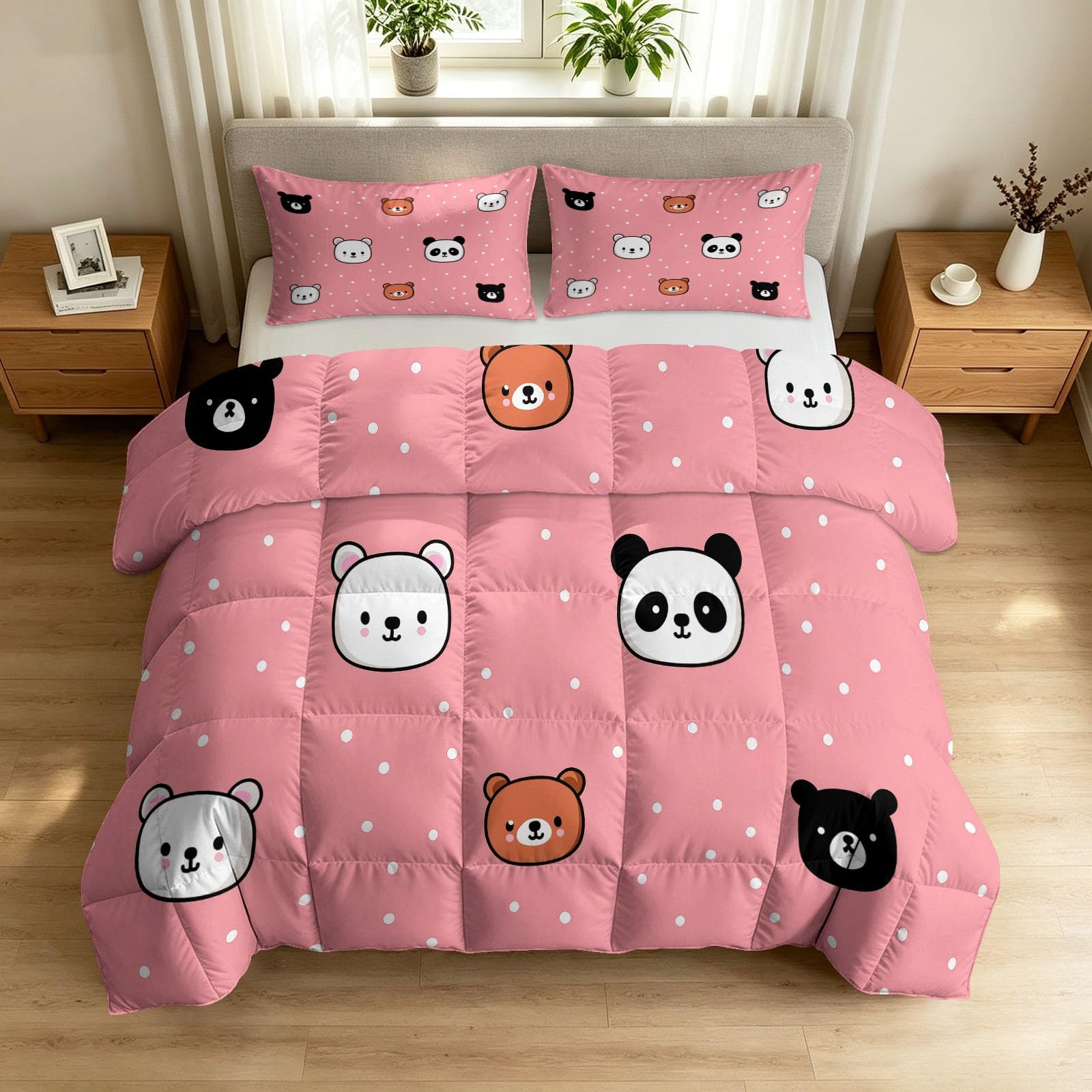 Edredón de animales de dibujos animados de 135x200 cm lavable con fundas de almohada 80x80