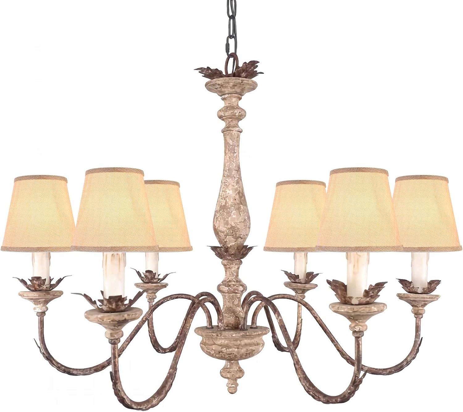 Chandelier Lampshades Set of 6,Burlap Lampshade,Clip On Lamp Shade, Natural Jute Color