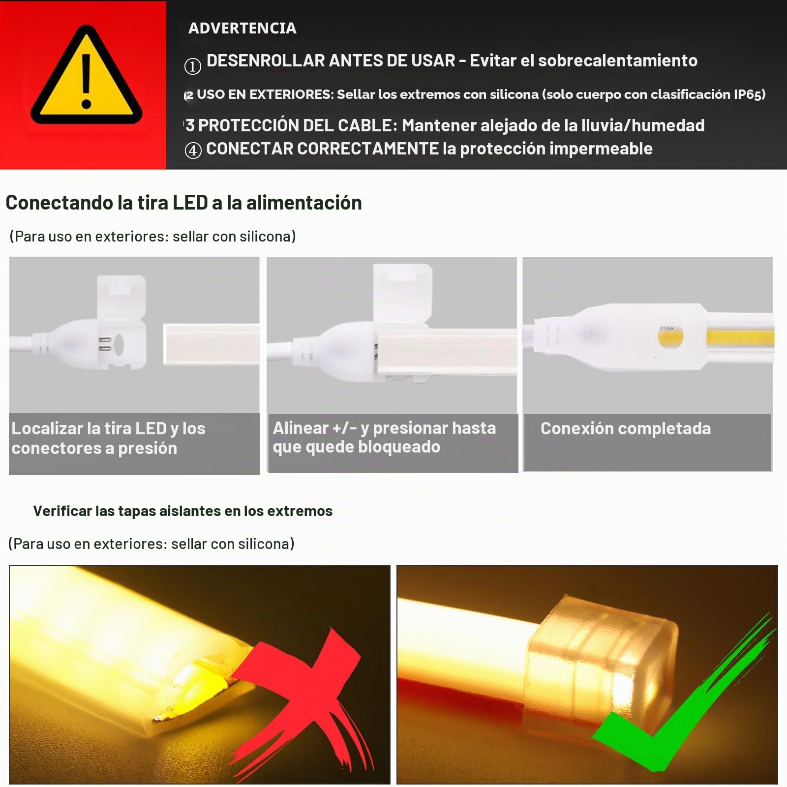 XUNATA Tira de LED COB 220V, Alto brillo 360 LED/m, IP65 Impermeable, Cada Corte de 50 cm, Luz de Cuerda Flexible (Blanco Frio, 50m)