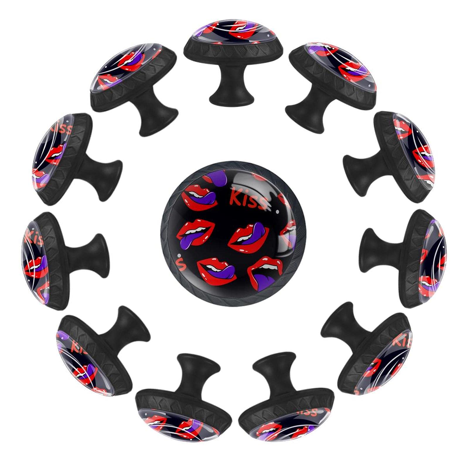 Boutons de tiroir ronds lot de 12 poignées de 35 mm décor baiser pour meuble