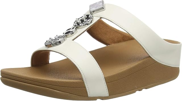 Fitflop Women's Fino H Bar Slide-Textured Circles Open Toe Sandals